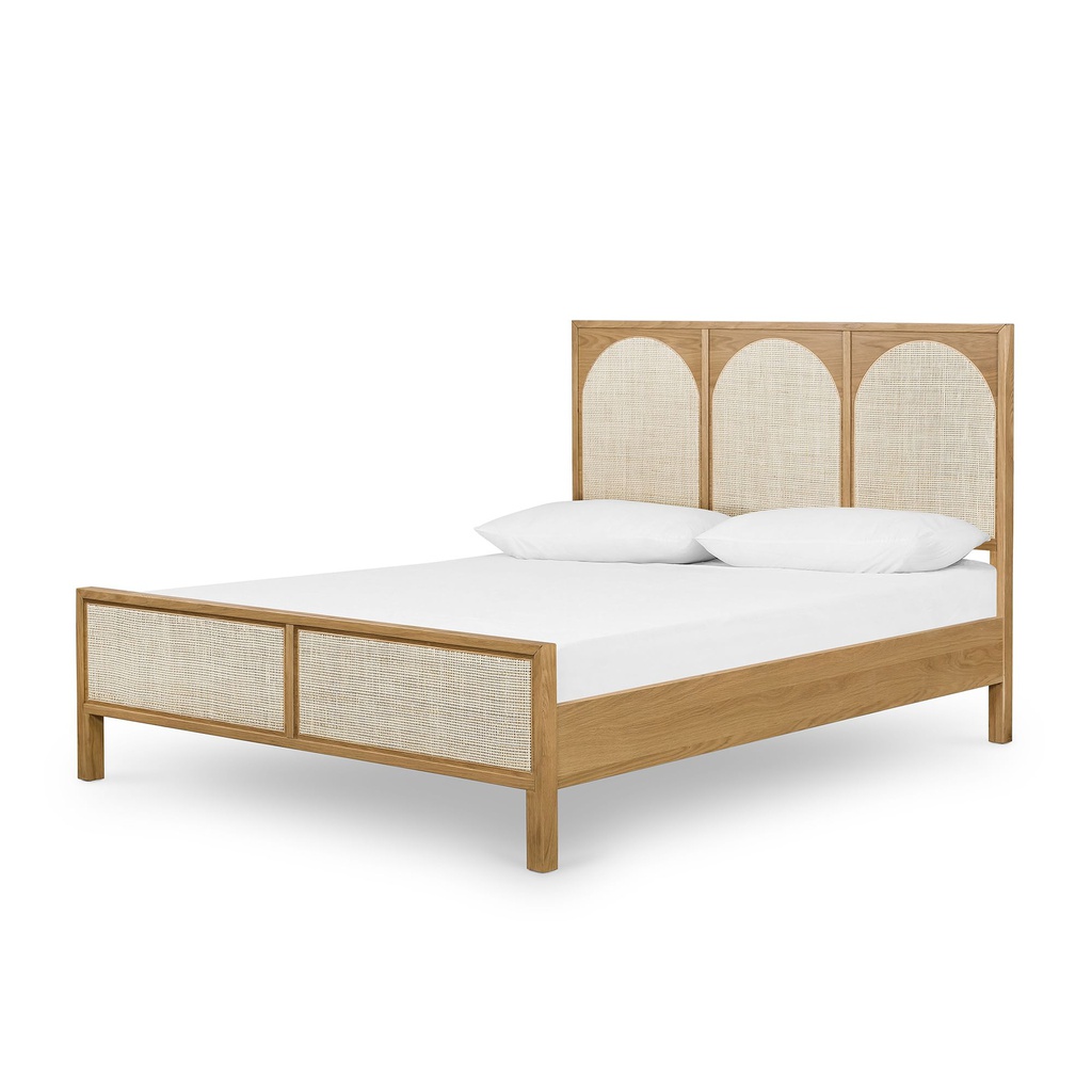Giường Ngủ Gỗ Sồi Kết Hợp Lưới Mây Stella