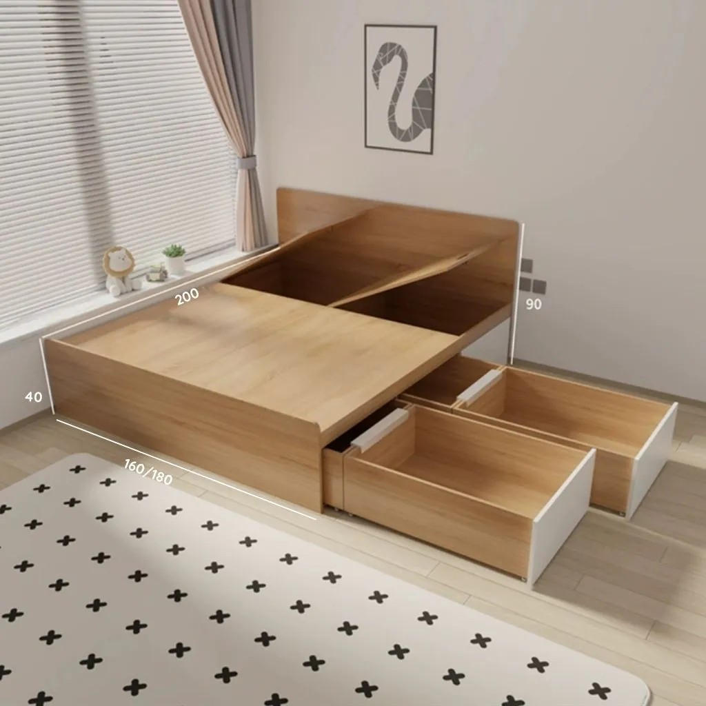 Giường Ngủ Tối Giản Có Ngăn Kéo Thông Minh - Phong Cách Japandi _10