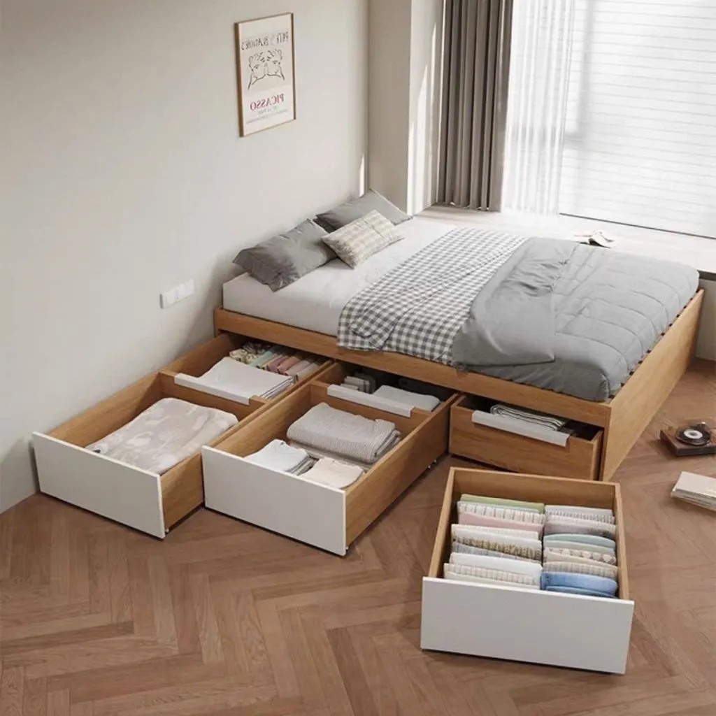 Giường Ngủ Tối Giản Có Ngăn Kéo Thông Minh - Phong Cách Japandi _2