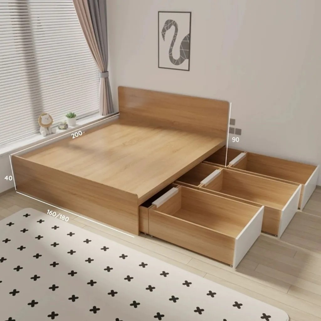 Giường Ngủ Tối Giản Có Ngăn Kéo Thông Minh - Phong Cách Japandi _9