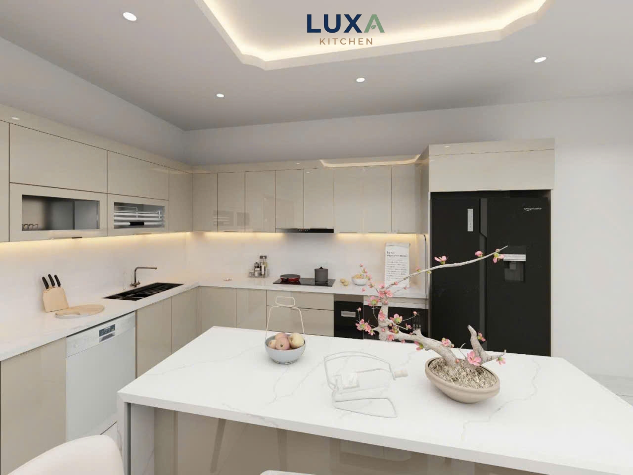 Tủ Bếp Inox Cánh Kính Kịch Trần