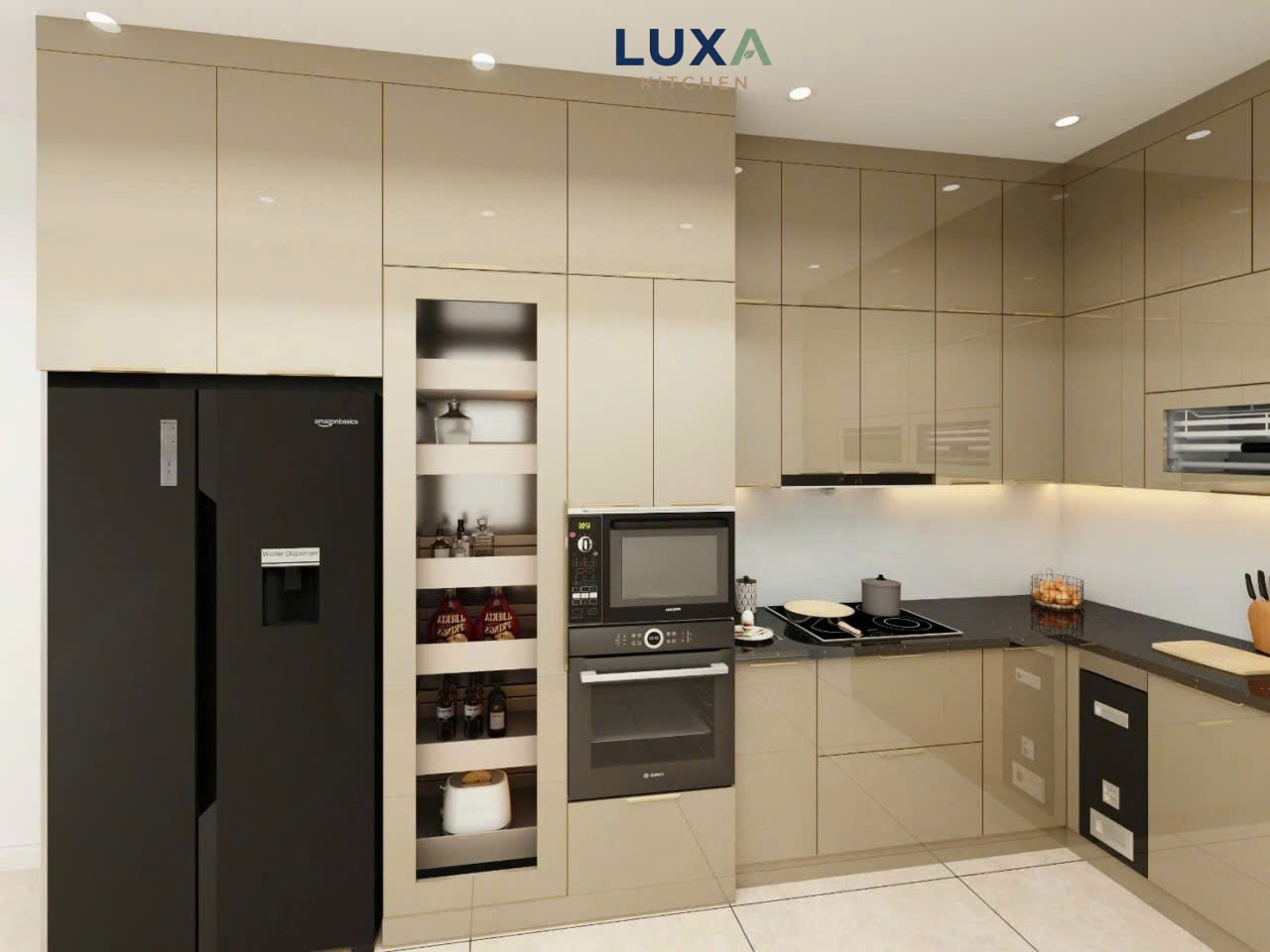 Tủ Bếp Inox Cánh Kính Màu Be_3