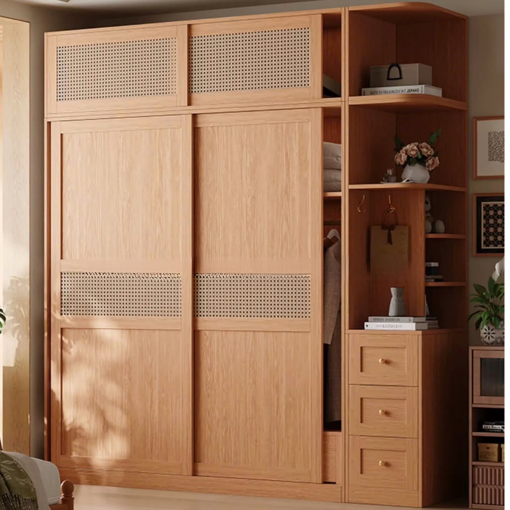 Tủ Quần Áo Cửa Lùa Kết Hợp Cánh Mây Sang Trọng_4