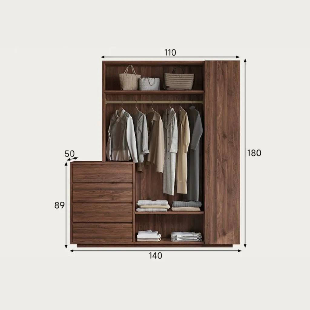 Tủ Quần Áo Gỗ Công Nghiệp Hệ Mở Tích Hợp Ngăn Kéo_4