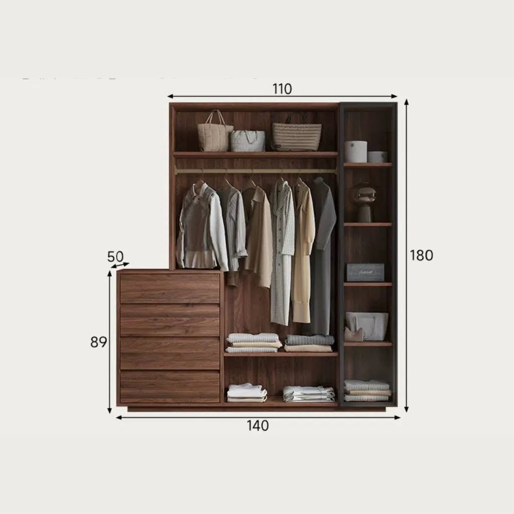 Tủ Quần Áo Gỗ Công Nghiệp Hệ Mở Tích Hợp Ngăn Kéo_7